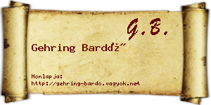 Gehring Bardó névjegykártya